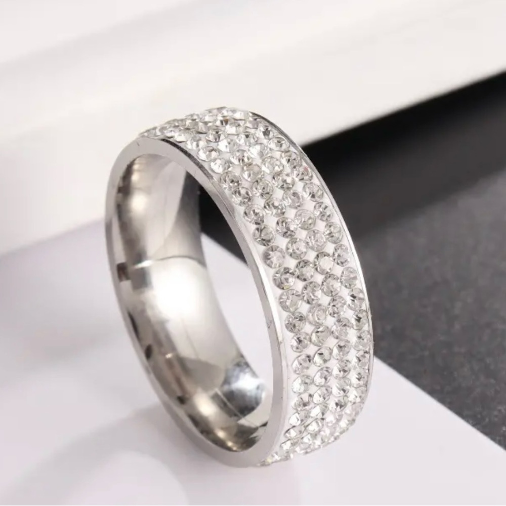 NEW Stainless Steel & Diamond Ring